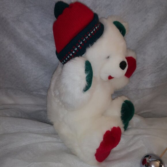 Vintage Terra Nova (division of Ganz) 1994 Edition Stuffed White Christmas Bear - Picture 3 of 5